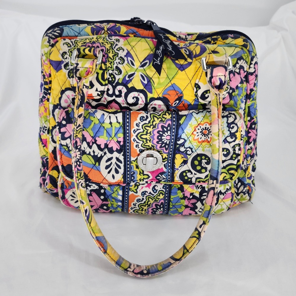 Vera Bradley Quilted Floral Rio Pattern Shoulder Bag Tote‎ Multi Color Preppy